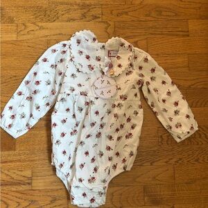SweetHoney Cream and Red Floral Baby Onesie